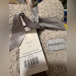 Saranoni Cream Ribbed Receiving Blanket